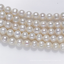 10mm AA Semi Near Round Large Size Real Fresh Water Freshwater Pearl Beads String Pearl Strand